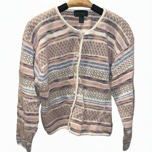Vintage 1990s Cullinane Button Up Cardigan Stripe Sweater